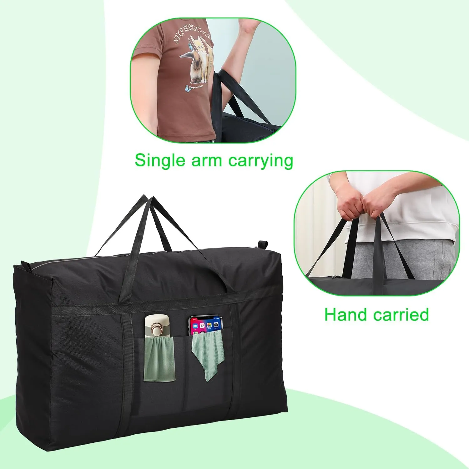 127L-34 Gallon Multipurpose Extra Large Storage Bags,Heavy Duty Moving Bags,Totes Moving Boxes Supplies for College,Christmas Tree Bag,Duffle Bags for Travel for Space Saving Moving Storage