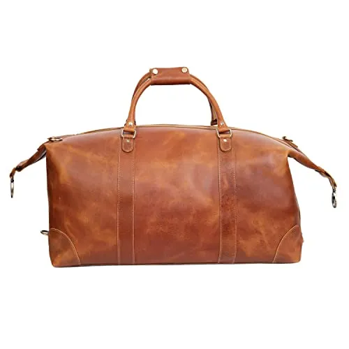 24" Leather Buffalo Travel Case Duffel Luggage Bag, Gym Travel Tote Duffel, Overnight Weekender