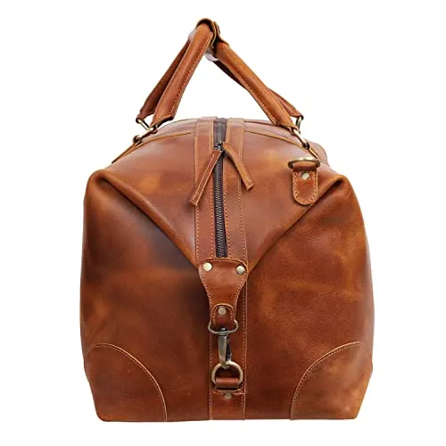 24" Leather Buffalo Travel Case Duffel Luggage Bag, Gym Travel Tote Duffel, Overnight Weekender