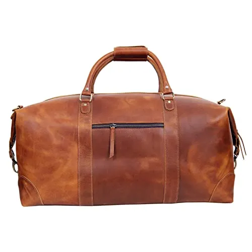 24" Leather Buffalo Travel Case Duffel Luggage Bag, Gym Travel Tote Duffel, Overnight Weekender