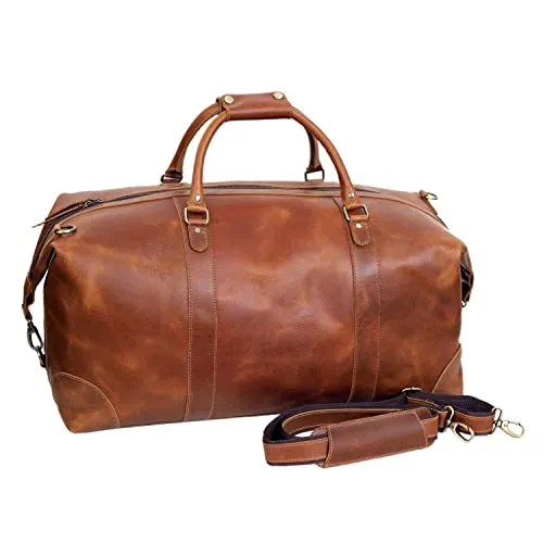 24" Leather Buffalo Travel Case Duffel Luggage Bag, Gym Travel Tote Duffel, Overnight Weekender