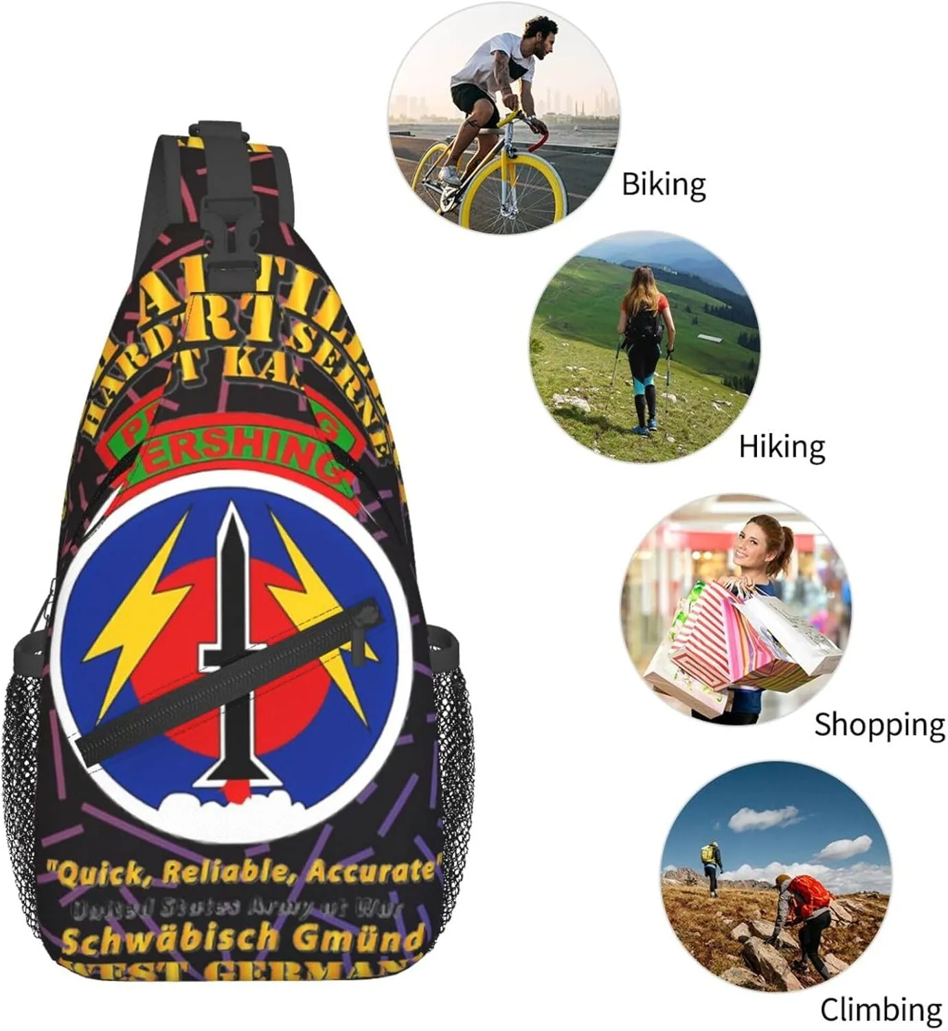 56th Artillery Command Pershing Hardt Kaserne Small Crossbody Backpack Sling Bag For Men Women Mini One Shoulder Chest Bags Gym Sport Travel Hiking Daypack