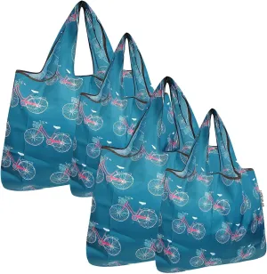 allydrew Large & Small Foldable Tote Nylon Reusable Grocery Bags, Set of 4