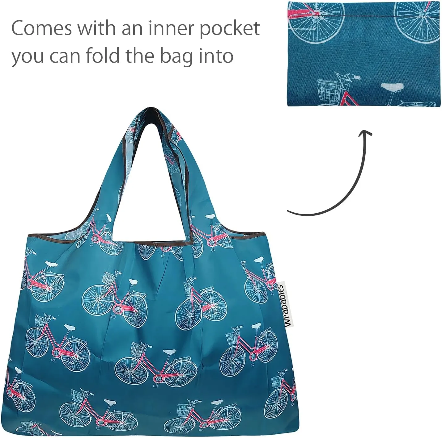 allydrew Large & Small Foldable Tote Nylon Reusable Grocery Bags, Set of 4