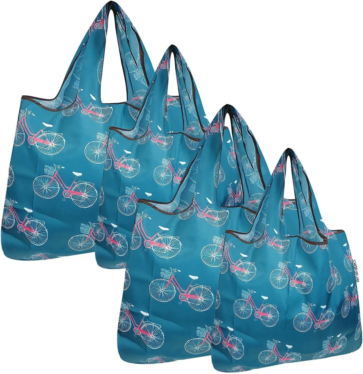 allydrew Large & Small Foldable Tote Nylon Reusable Grocery Bags, Set of 4
