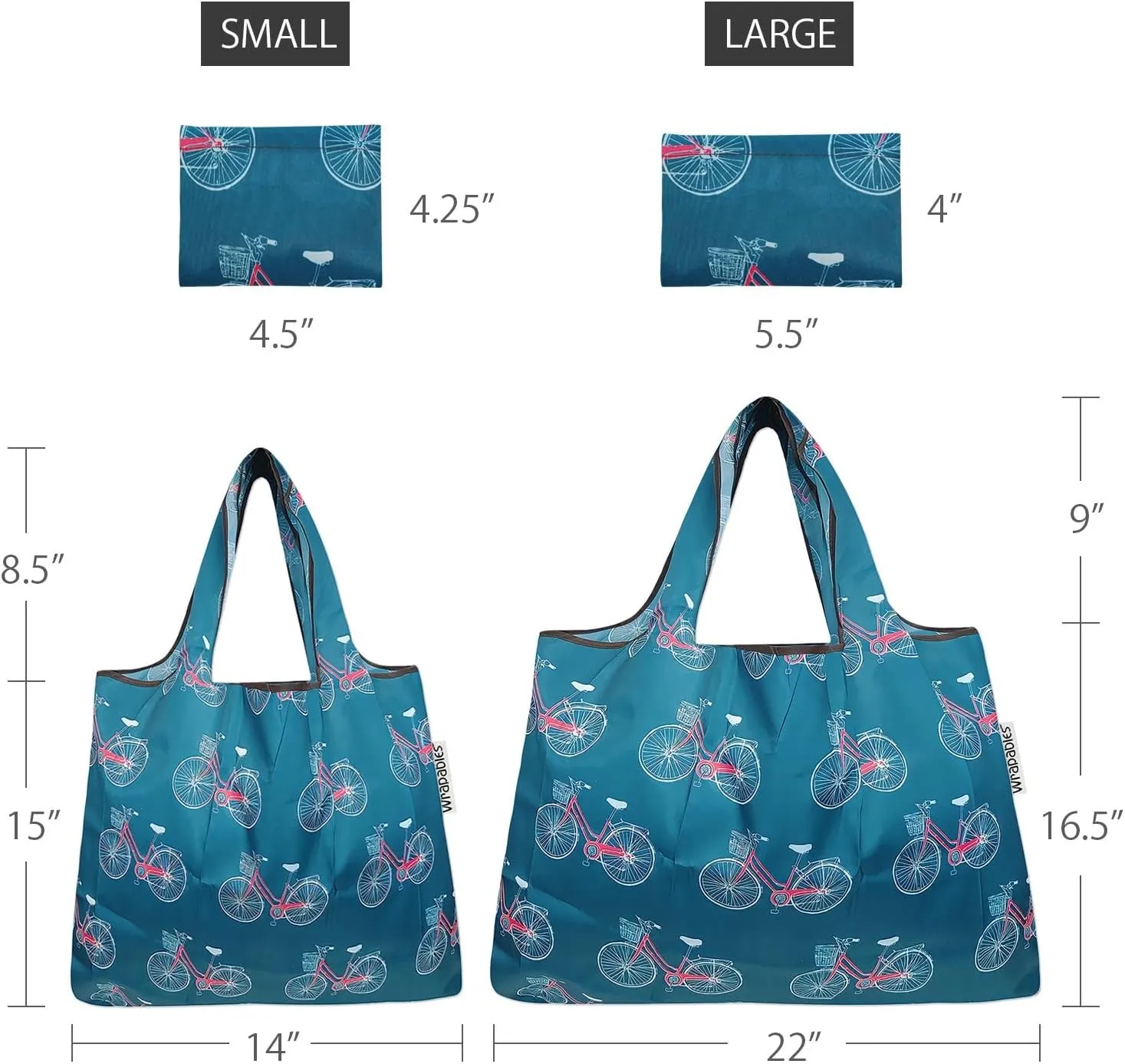 allydrew Large & Small Foldable Tote Nylon Reusable Grocery Bags, Set of 4