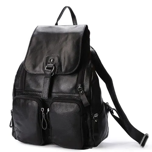 Backpack Women Backpacks Solid Vintage Girls School Bags For Girls Black Leather Fashion Female