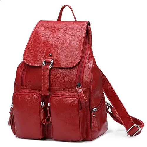 Backpack Women Backpacks Solid Vintage Girls School Bags For Girls Black Leather Fashion Female