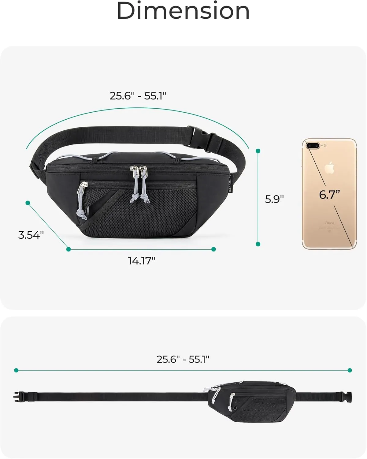 BAGSMART Fanny Packs for Women Belt Bag with Adjustable Strap Crossbody Waist Bag Pack for Running Hiking Workout Travel, Blush Pink