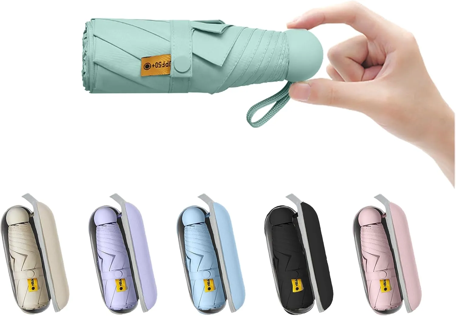 BAODINI Travel Mini Umbrella for Purse With Case Small Compact UV Sun Protection Sun Lightweight Tiny Pocket Umbrella for Women Kids and Men