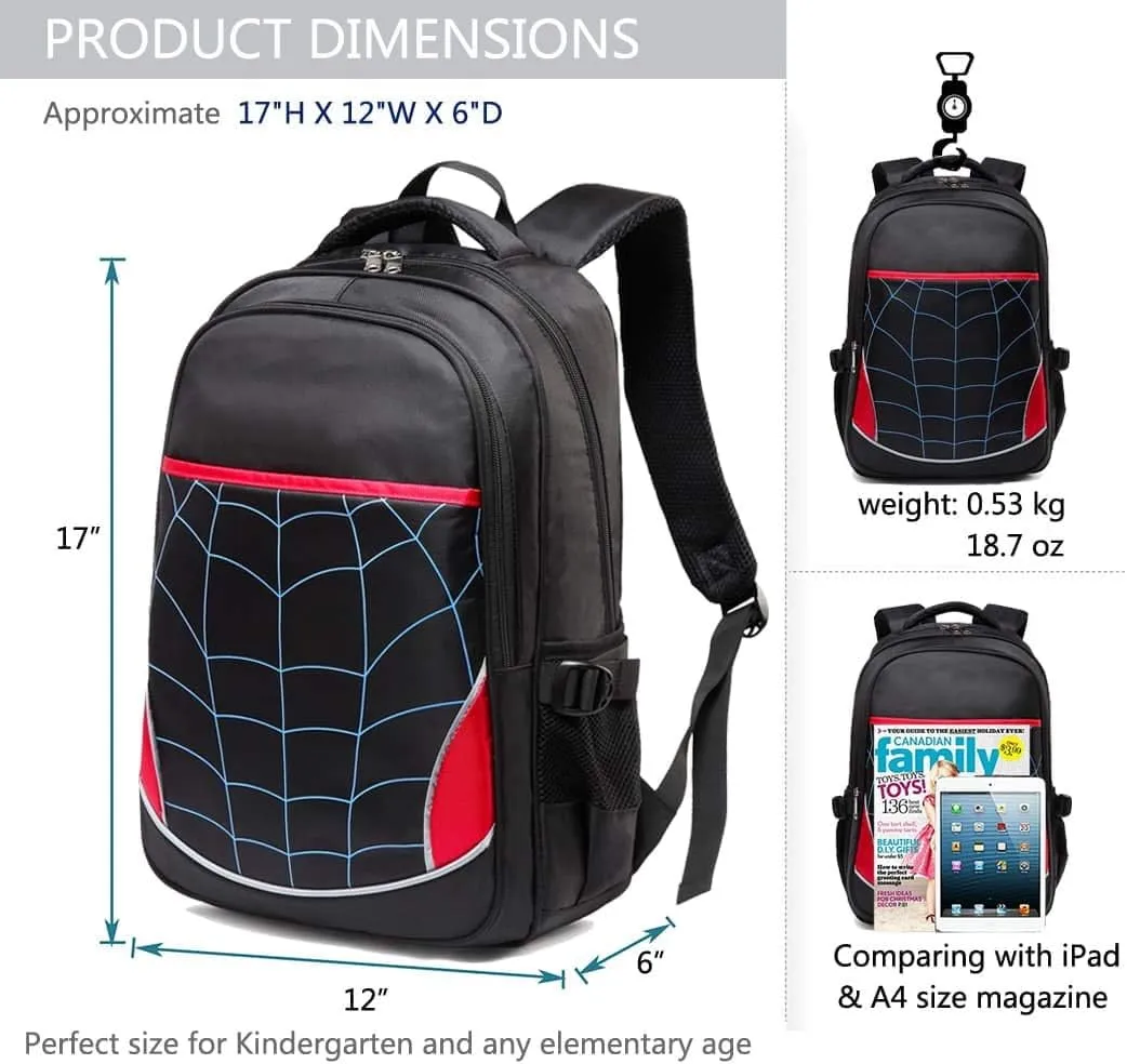 BLUEFAIRY Kids Backpack for Boys Elementary School Bags Kindergarten Primary School Bags Bookbags Back to School Book Bags Gifts Large Campartments Mochilas para Nios 17" Black