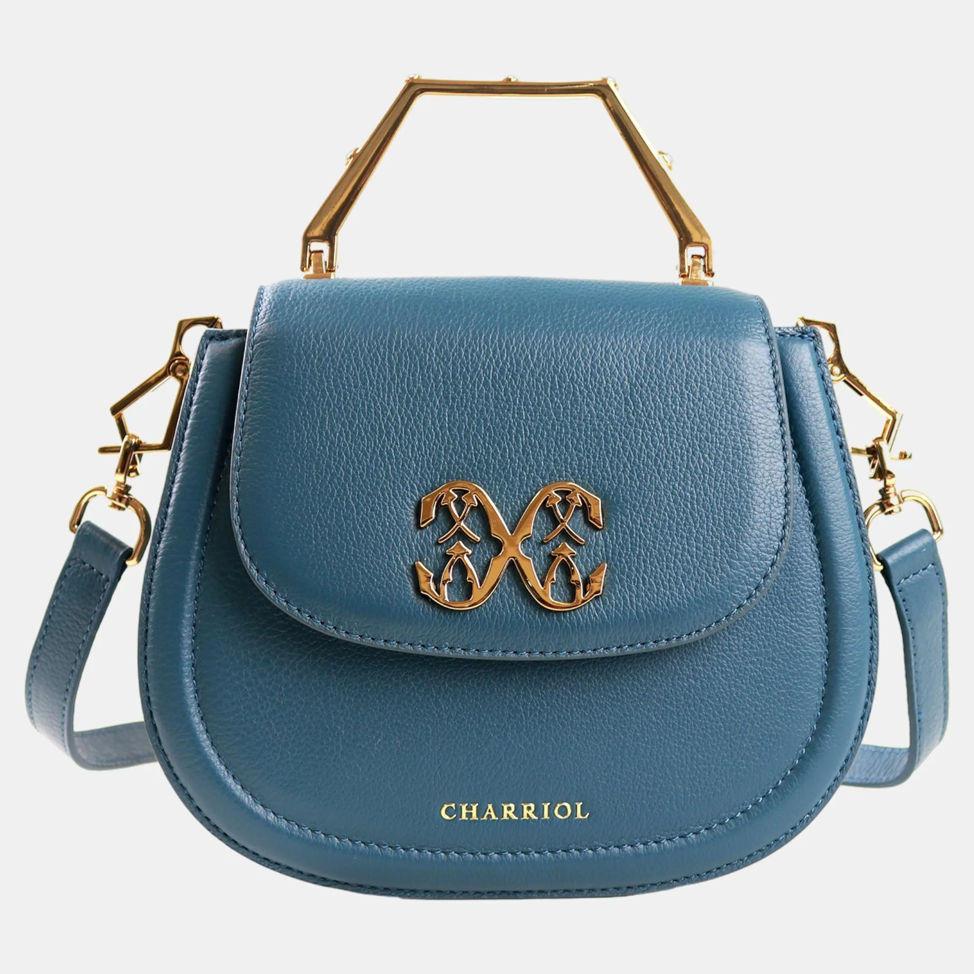 Bluish Green Leather MARIE OLGA Handbag