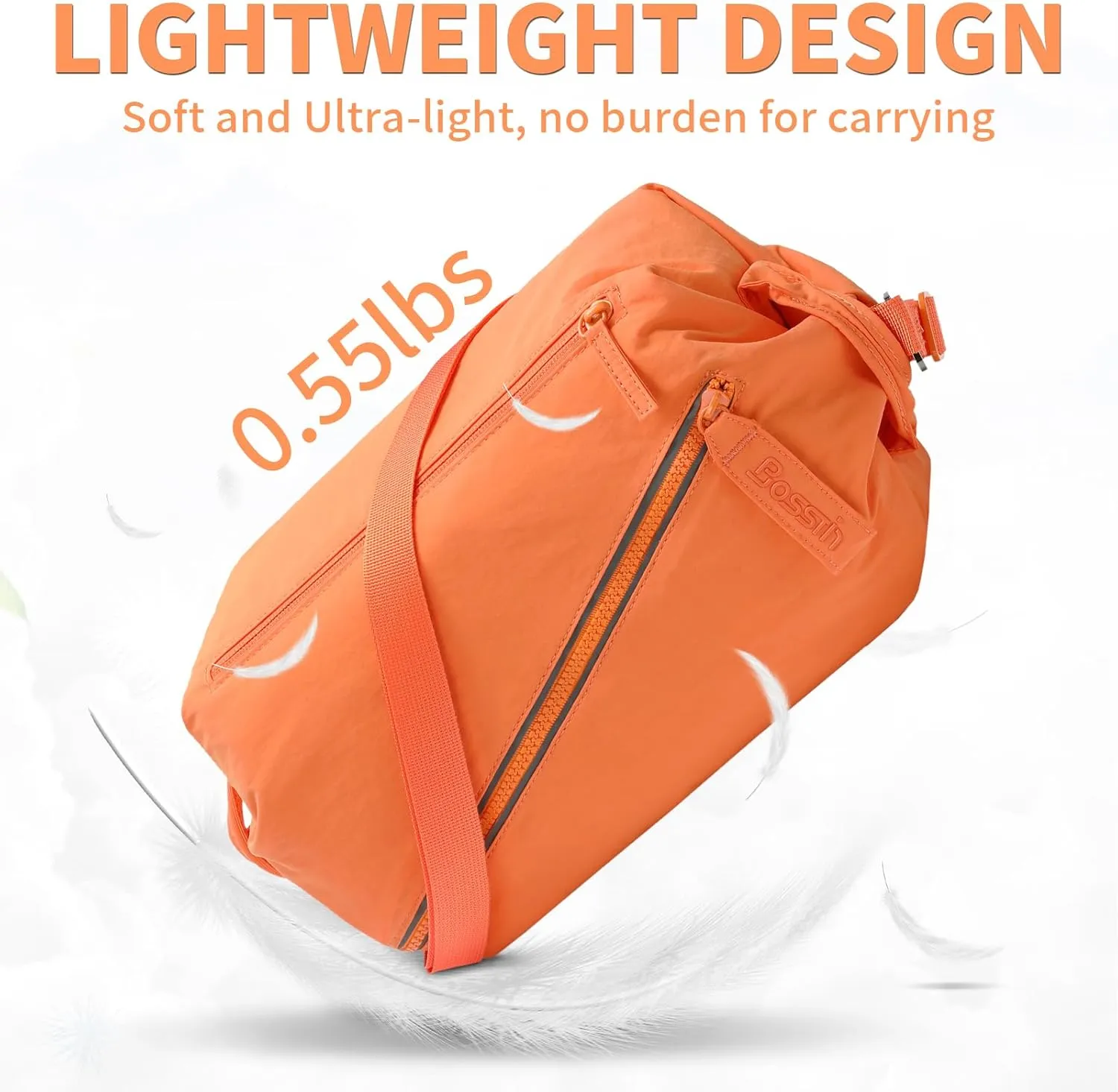 BOSSTIN Small Gym Bag for Women Men, Small Duffle Bag Crossbody Bags for Women, Lightweight Compact Sports Bag for Gym Work Fitness Travel, 3 in 1 Workout Bag-Orange