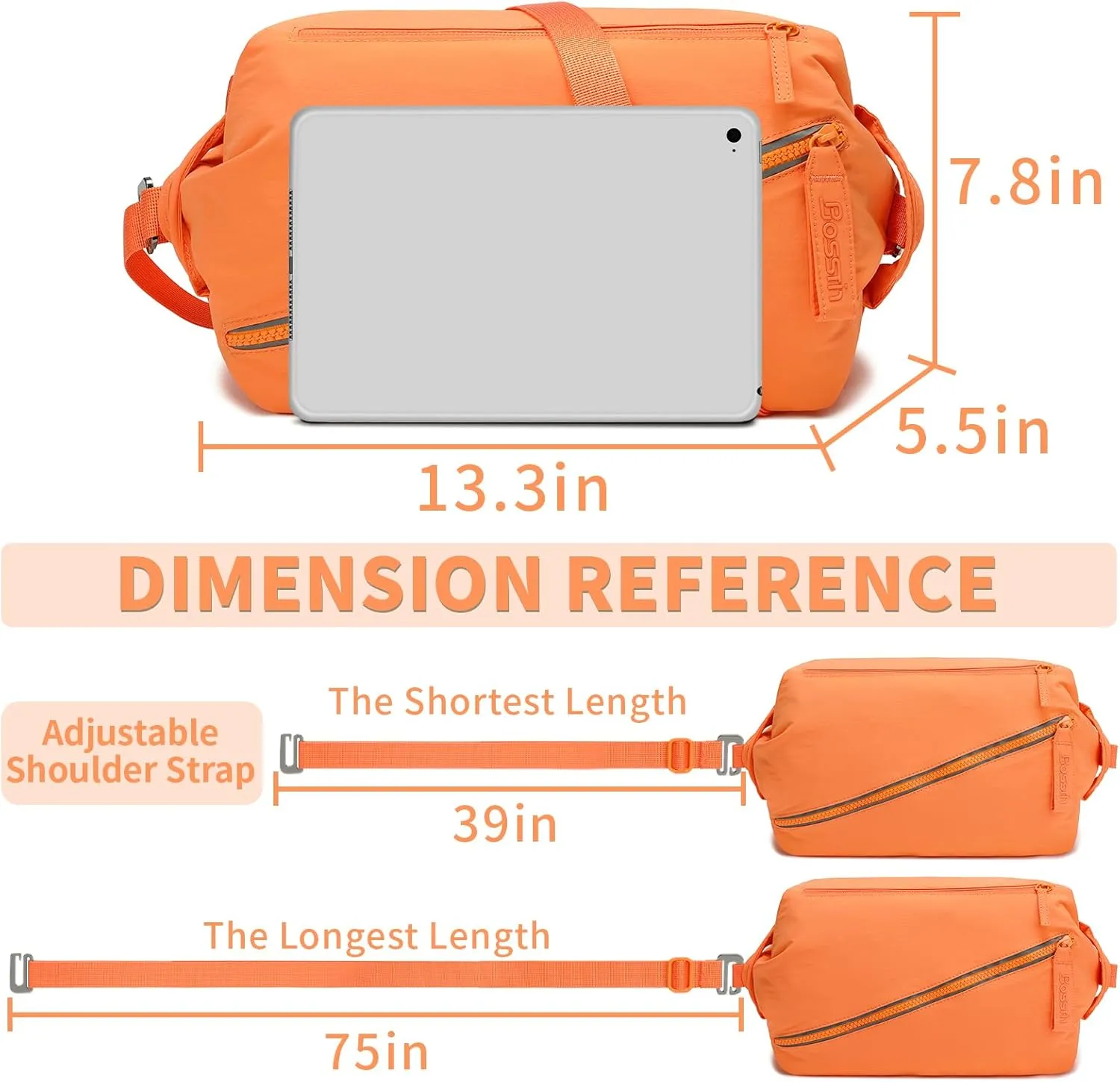 BOSSTIN Small Gym Bag for Women Men, Small Duffle Bag Crossbody Bags for Women, Lightweight Compact Sports Bag for Gym Work Fitness Travel, 3 in 1 Workout Bag-Orange