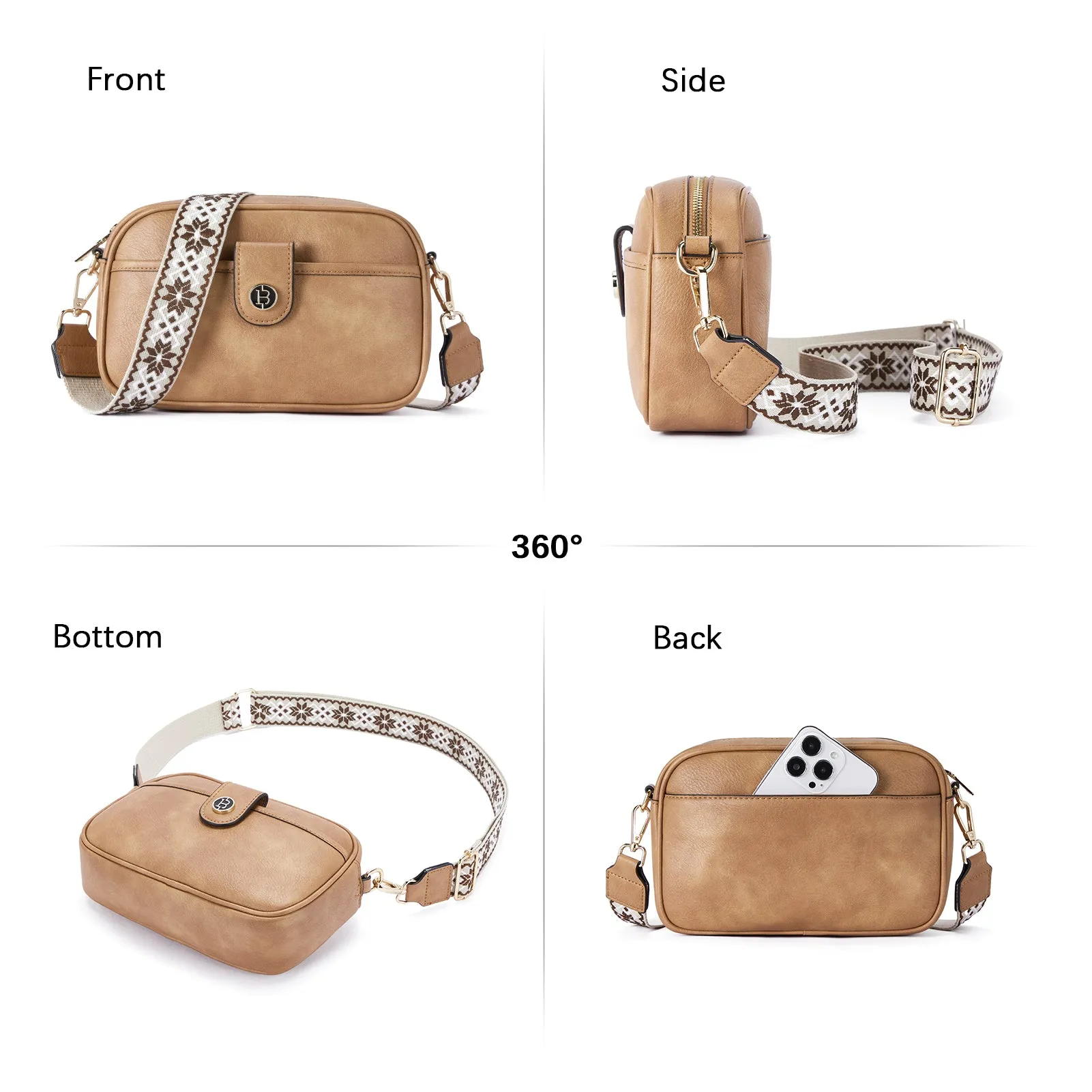 BOSTANTEN Crossbody Bags for Women Vegan Leather Purse Shoulder Handbags with Wide Strap