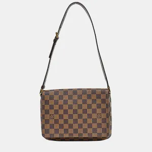Brown Damier Ebene Canvas Musette Tango Shoulder Bag