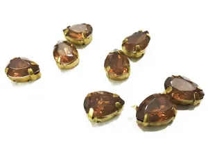 Brown Opal Drop Resin Stones with Catcher (14x10 mm) (Wholesale)