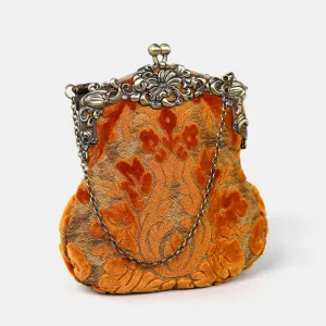 Burnout Velvet Orange Chatelaine Purse Large