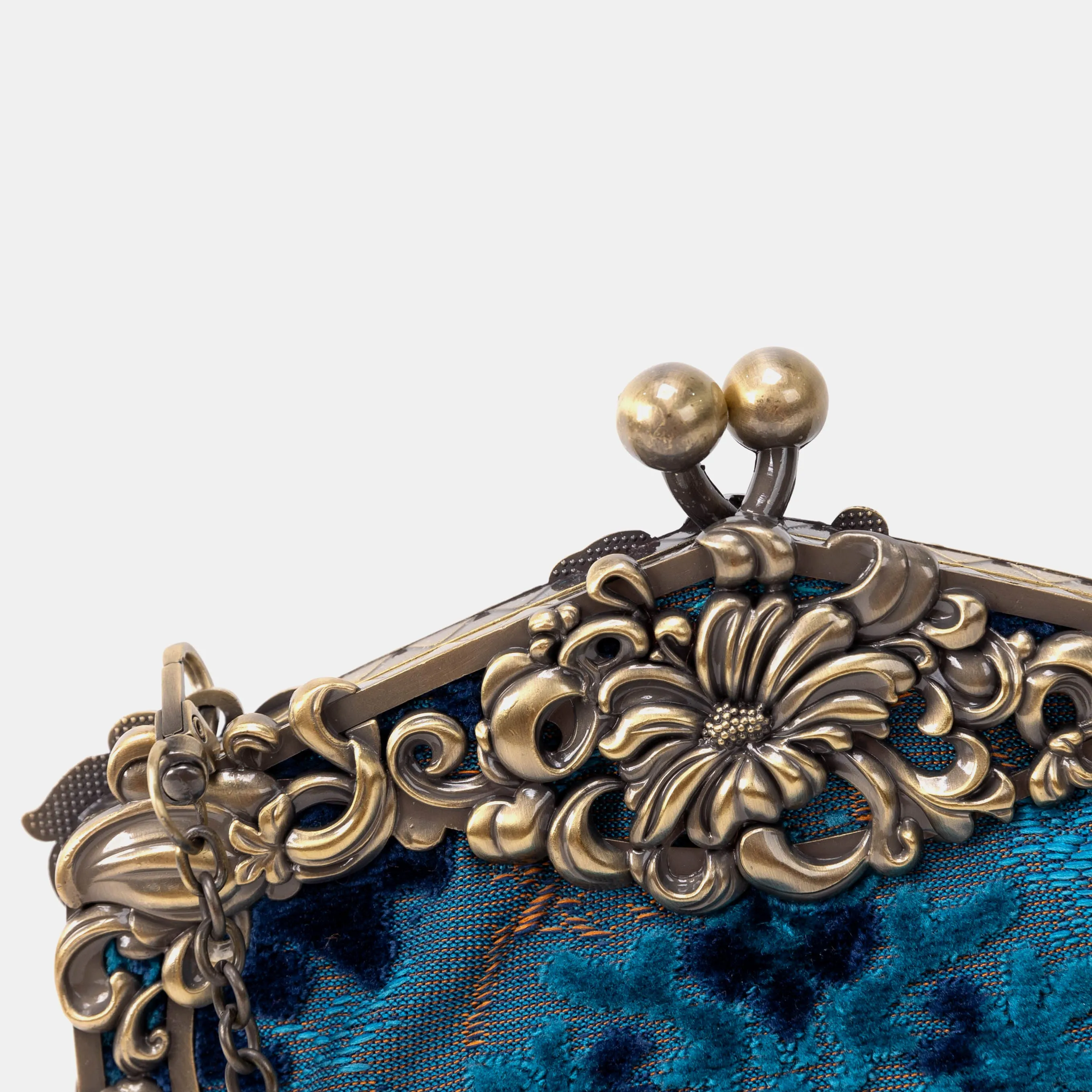 Burnout Velvet Revival Aqua Chatelaine Purse Large
