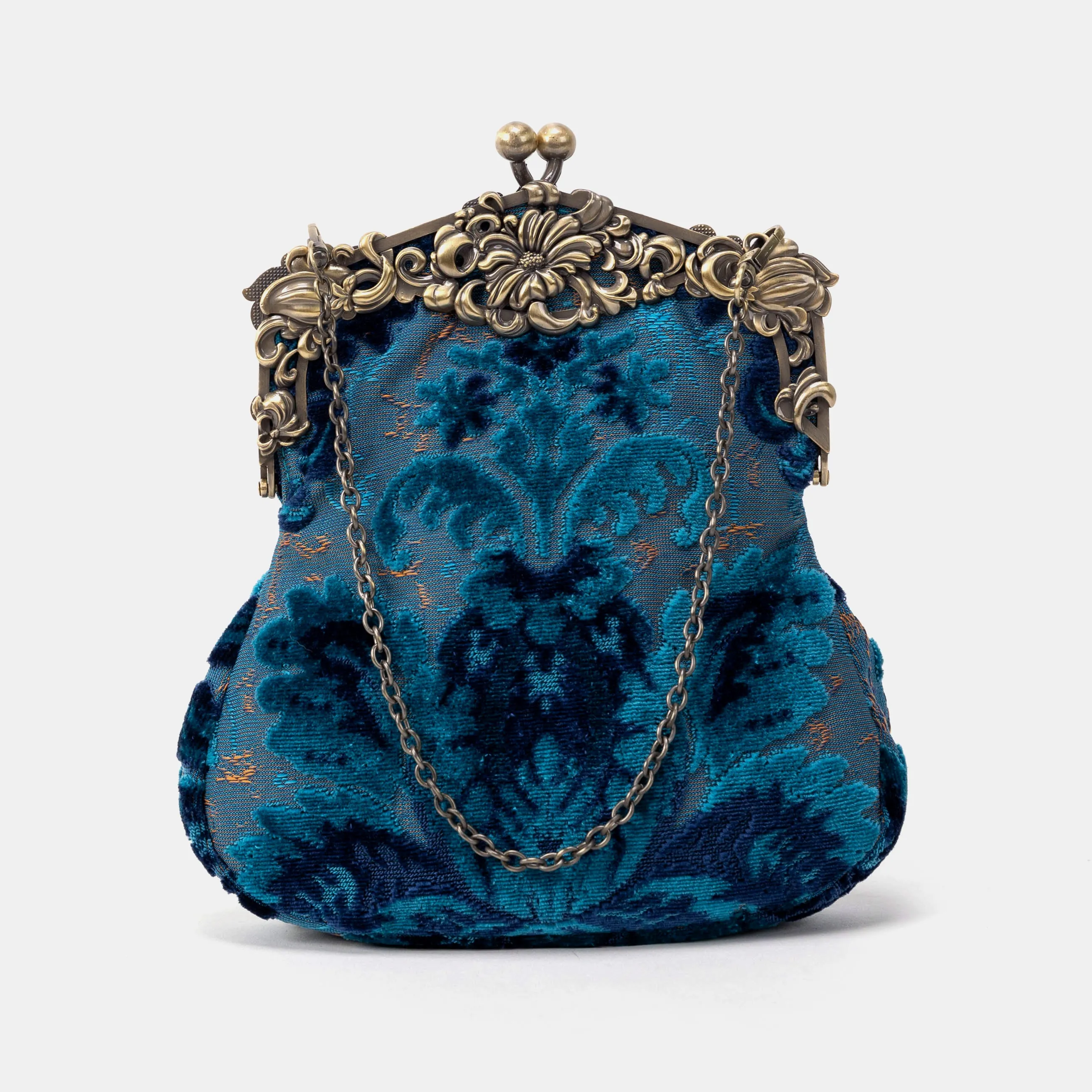 Burnout Velvet Revival Aqua Chatelaine Purse Large