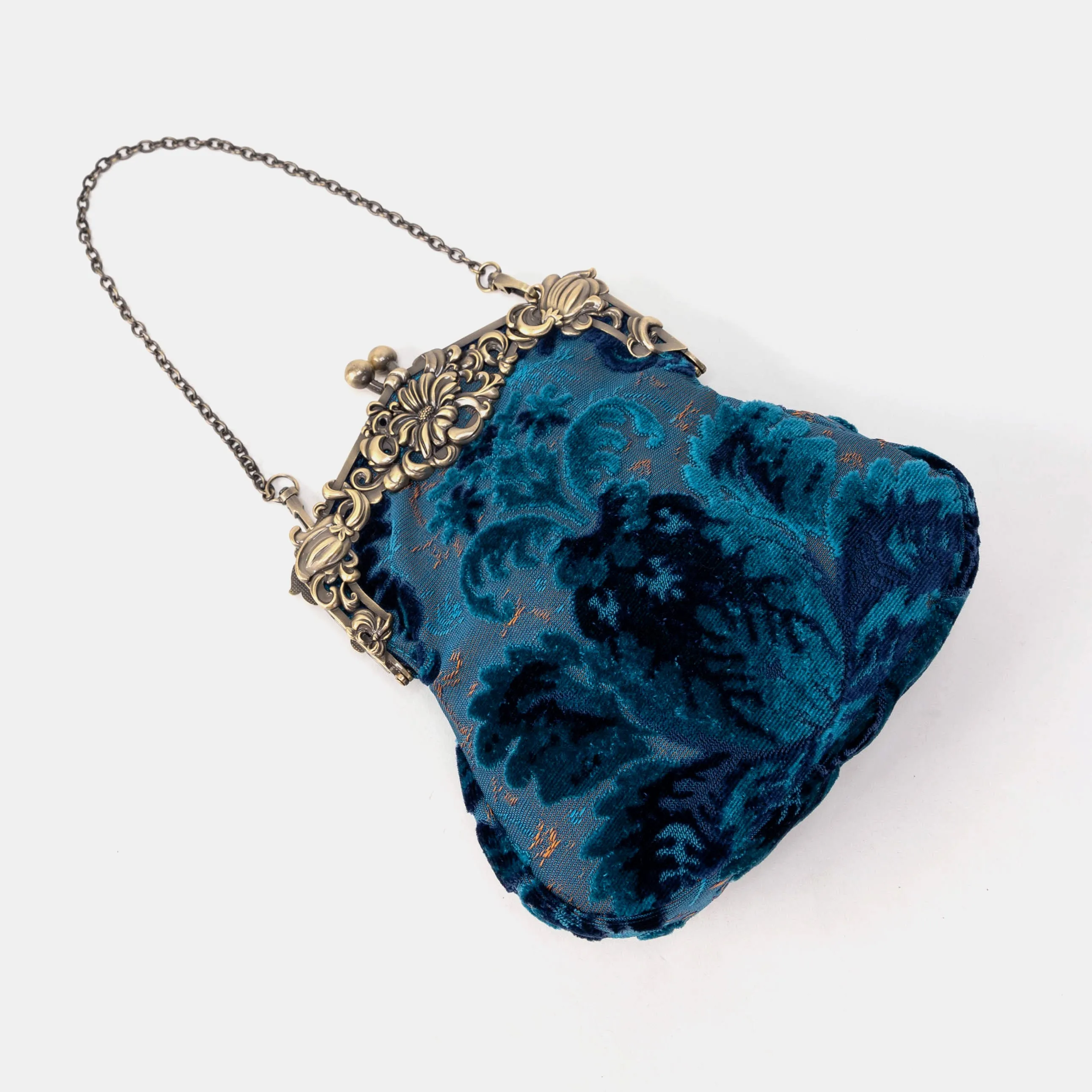 Burnout Velvet Revival Aqua Chatelaine Purse Large