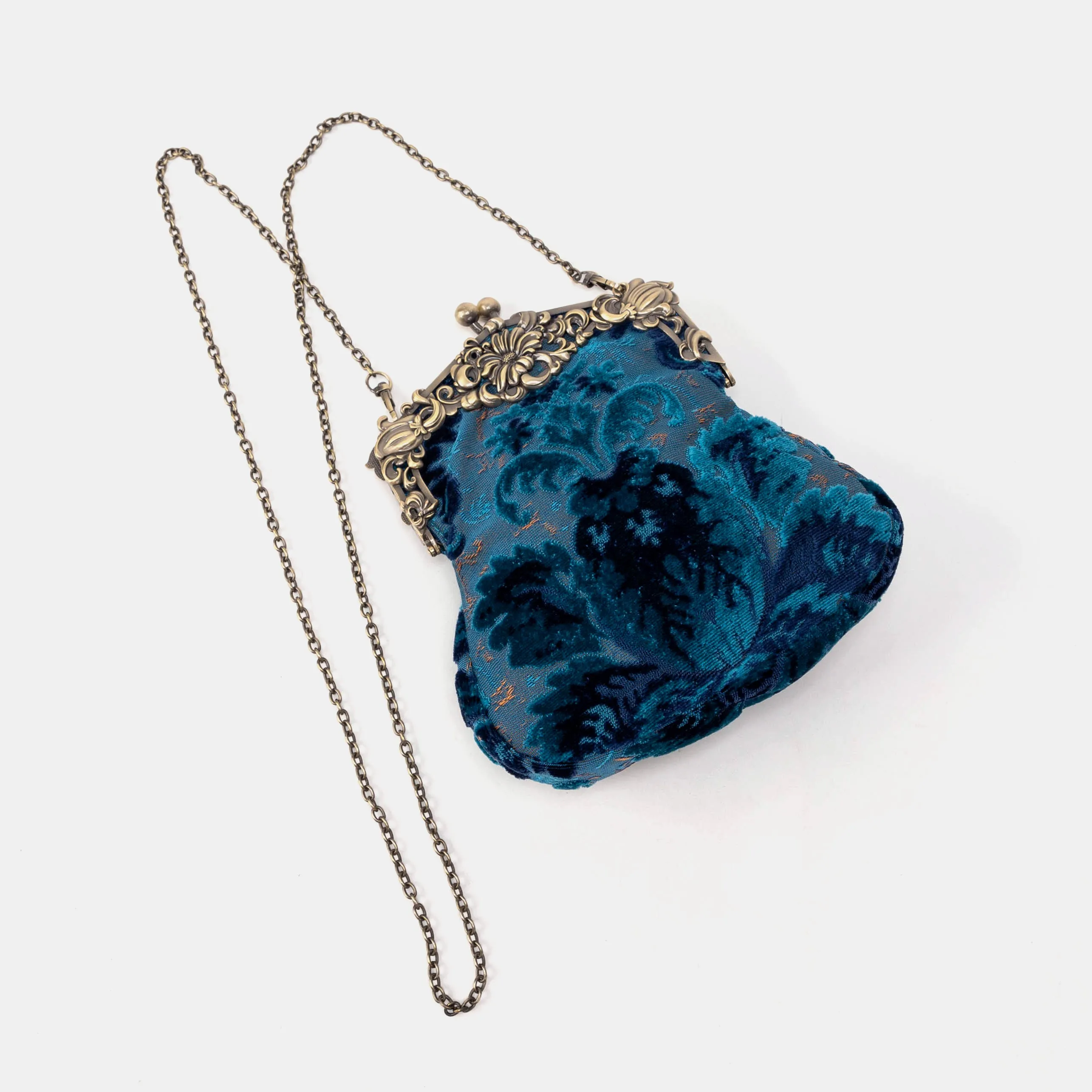 Burnout Velvet Revival Aqua Chatelaine Purse Large