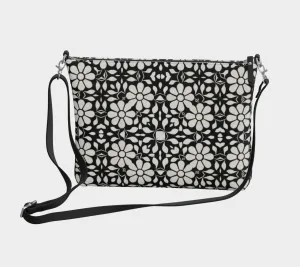 Camelbone White Flower Medallion Vegan Leather Crossbody Purse