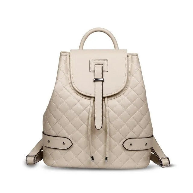 Camelia Quilted Backpack Genuine Cow Leather Fashion Celebrity
