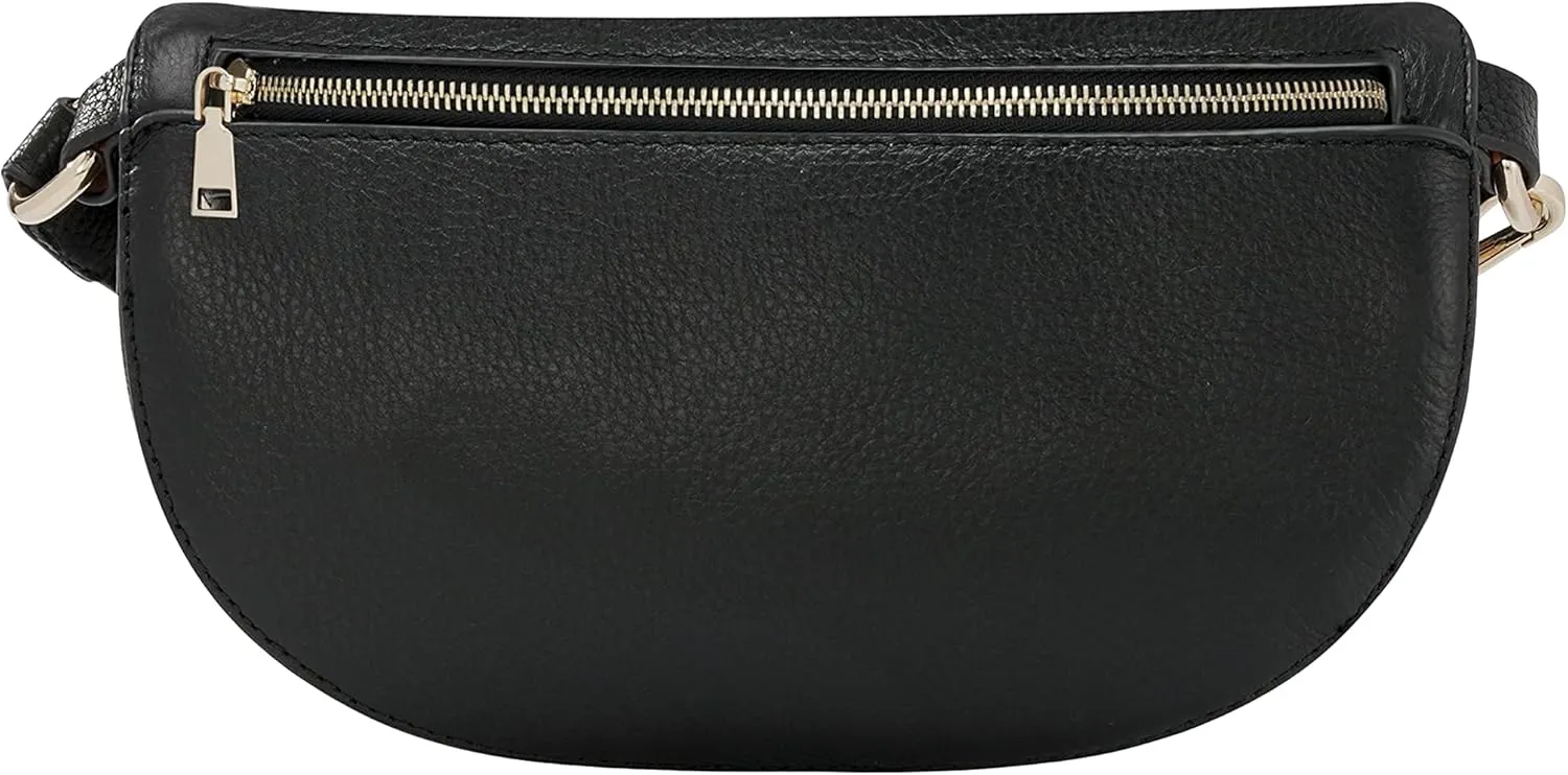 Chrysansmile Genuine Leather Belt Bag Crossbody Fanny Packs for Women Men Black Fashion Waist Packs
