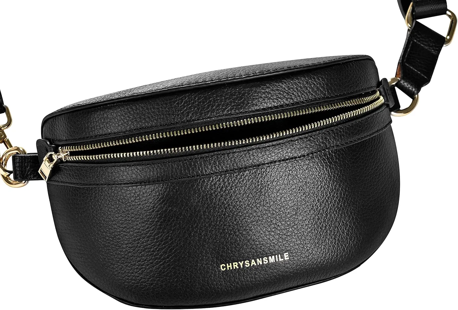 Chrysansmile Genuine Leather Belt Bag Crossbody Fanny Packs for Women Men Black Fashion Waist Packs