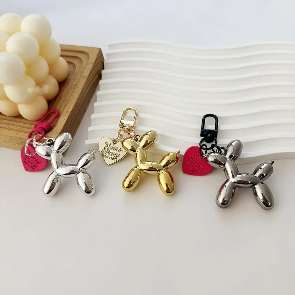 Cute Jelly Balloon Dog Heart Keychain Valentine's Day Gift for Women Car Keys Handbag Purse Backpack Pendant Key Chains