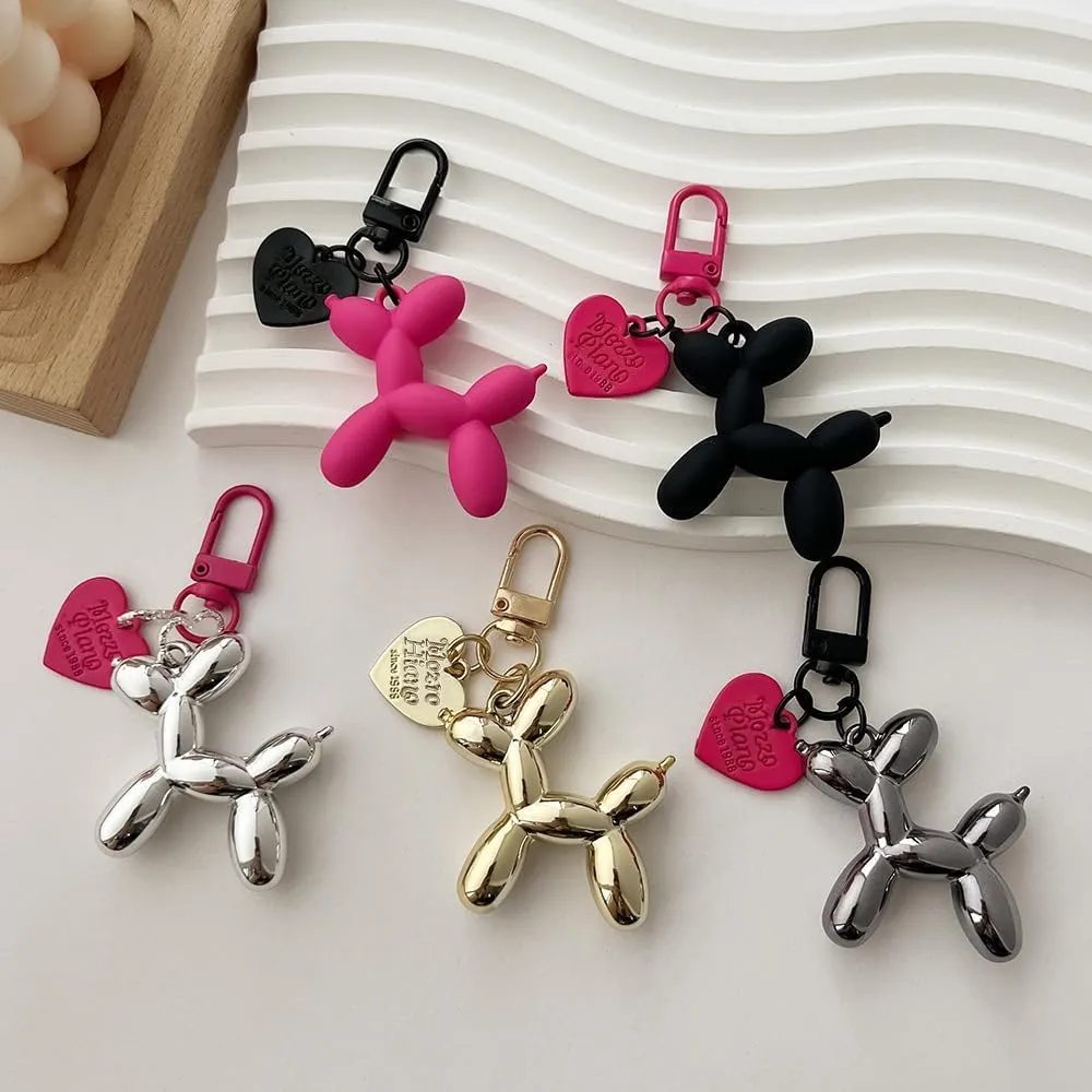 Cute Jelly Balloon Dog Heart Keychain Valentine's Day Gift for Women Car Keys Handbag Purse Backpack Pendant Key Chains