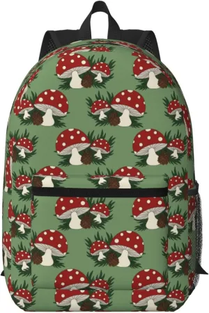 Cute Mushrooms 17 Inch Backpacks Multipurpose Laptop Backpack Double Shoulder Bag for Men Women Gifts