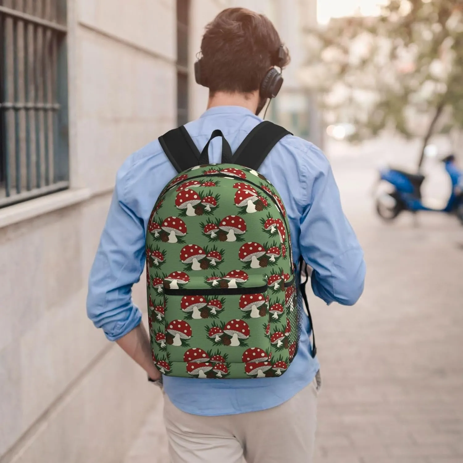 Cute Mushrooms 17 Inch Backpacks Multipurpose Laptop Backpack Double Shoulder Bag for Men Women Gifts