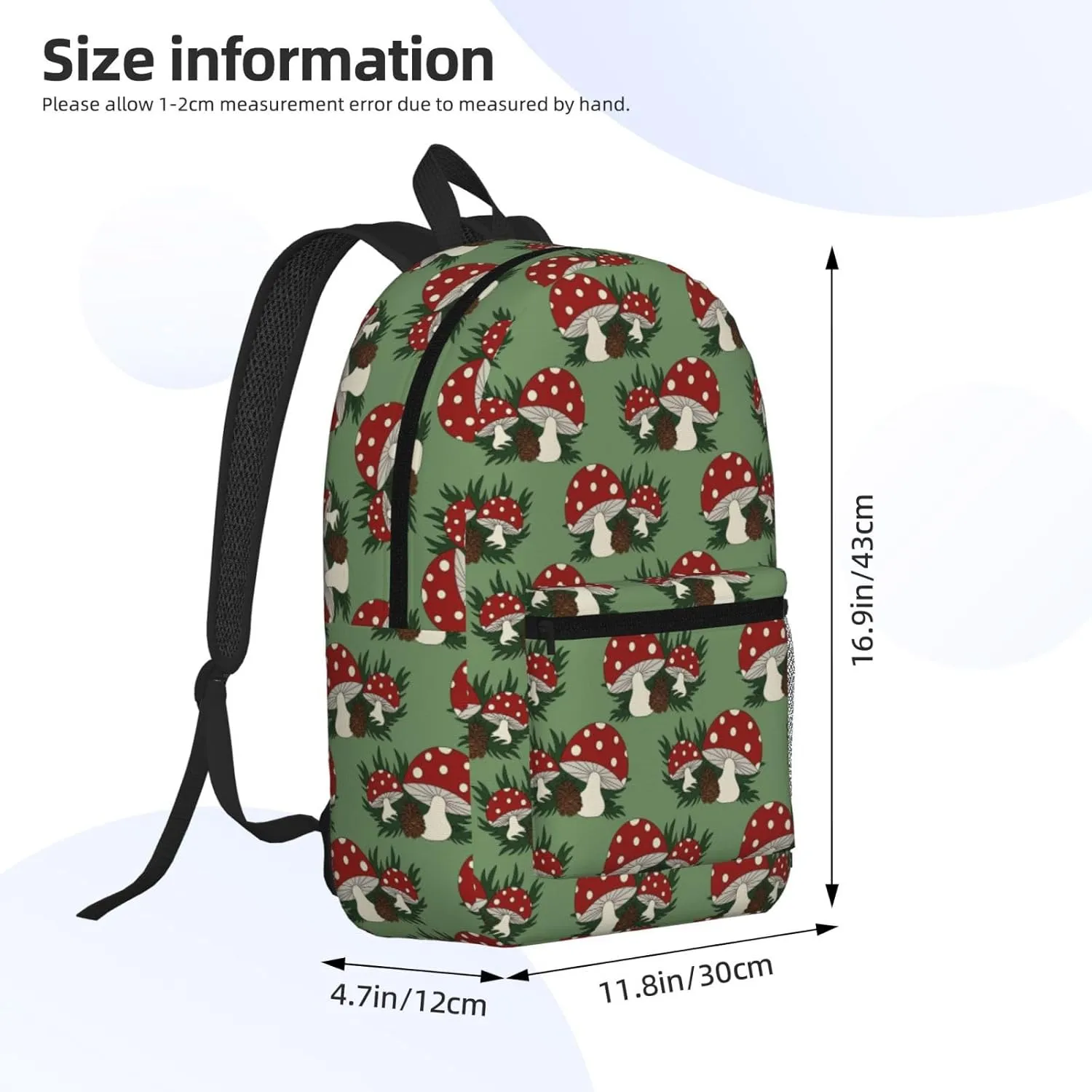 Cute Mushrooms 17 Inch Backpacks Multipurpose Laptop Backpack Double Shoulder Bag for Men Women Gifts