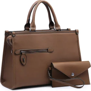 Dasein Women Purses Satchel Handbags Top Handle Bags Work Tote Shoulder Bag With Long Strap Matching Wallet