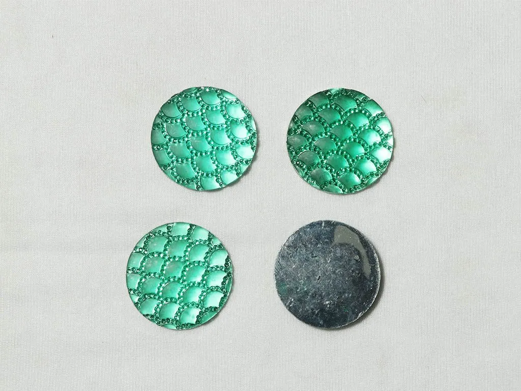 Deep Green Designer Circular Plastic Stones- 35 mm