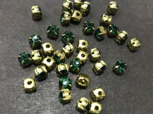 Emerald Green Circular Resin Stones with Catcher (28SS - 6 mm)