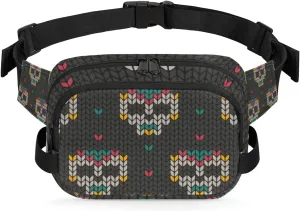 Ethnic Sugar Skull Fanny Pack Durable with Adjustable Belt Main Zippered Pocket Lightweight Waterproof Belt Bag for Travel Sports Workout Hiking Phone Bag