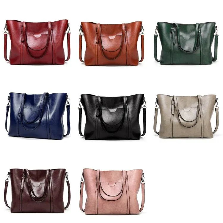 Fashionable All-Purpose 888-G9 Oil Wax Leather Tote Bag