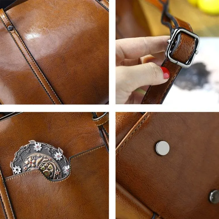 Fashionable All-Purpose 888-G9 Oil Wax Leather Tote Bag