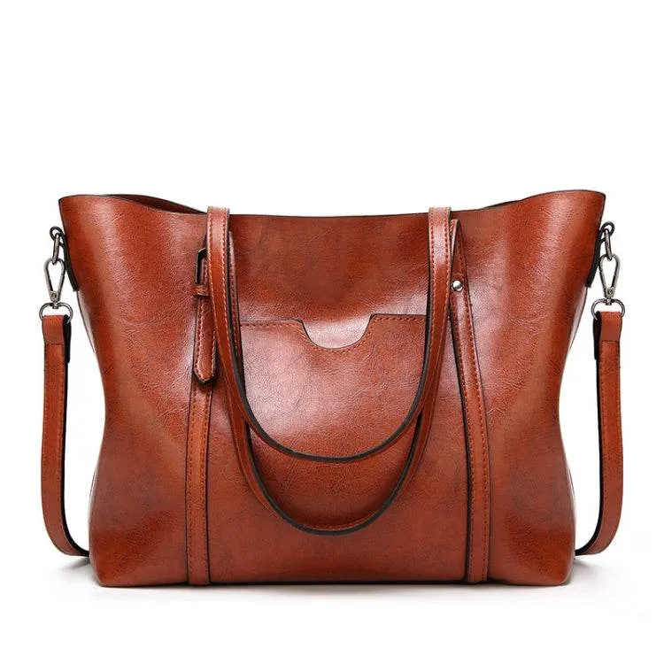 Fashionable All-Purpose 888-G9 Oil Wax Leather Tote Bag
