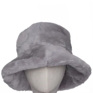 Faux Fur Bucket Hat Grey