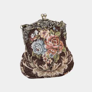 Floral Brown Chatelaine Purse Large