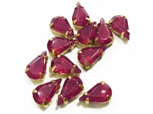 Fuchsia Pink Opal Drop Resin Stones with Catcher (10x6 mm) (Wholesale)
