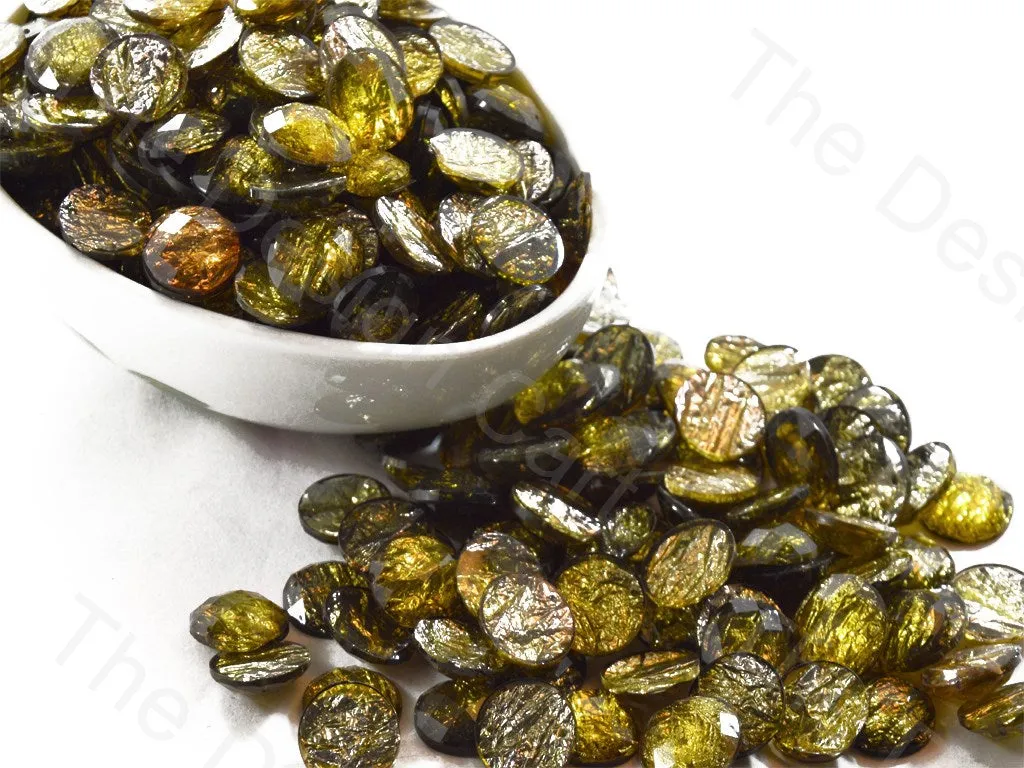 Golden Black Circular Acrylic Stones