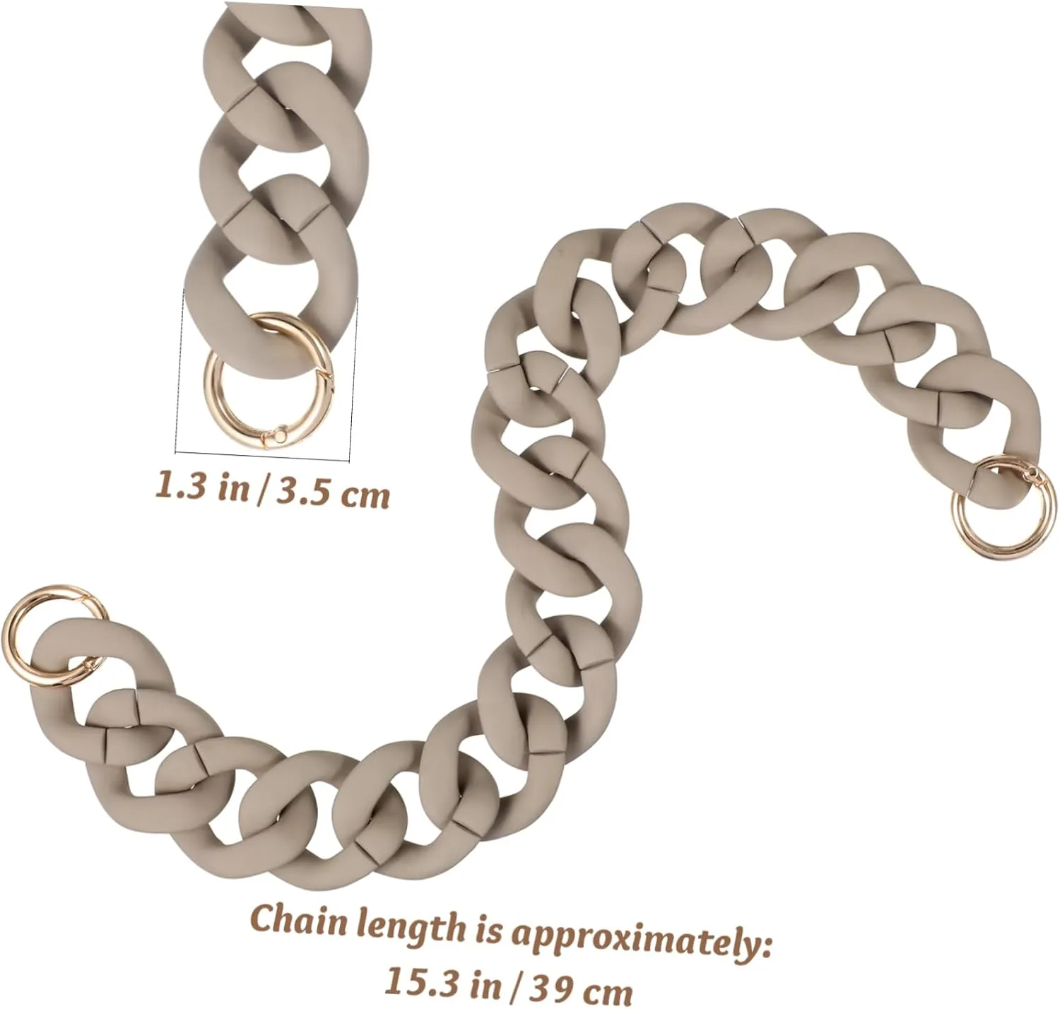 GRADENEVE Bag Chain Underarm Bag Chain Resin Fashionable Single Bag Chain Beaded Purse Chain Link Strap for Handbag Gray 41cm