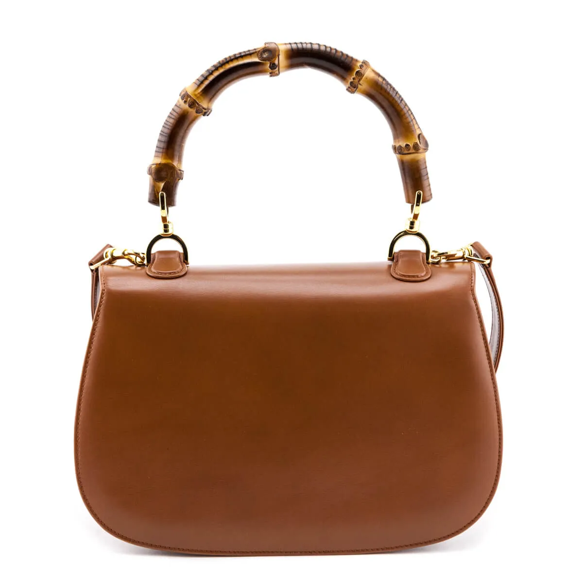 Gucci Cognac Box Calfskin Medium Bamboo Vintage Top Handle Bag