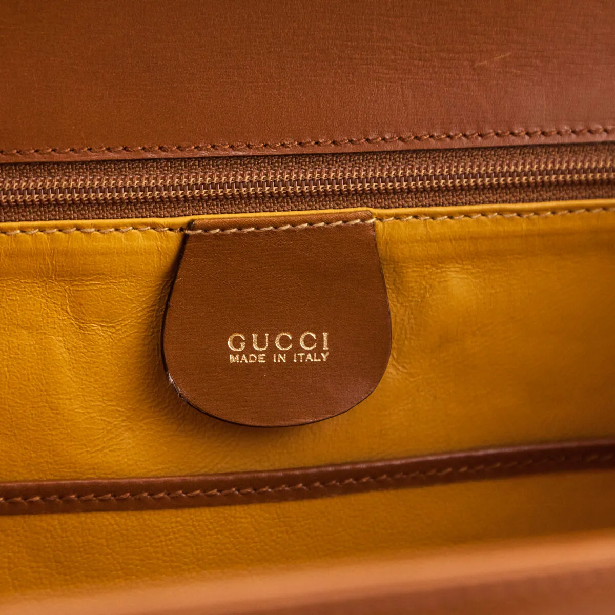 Gucci Cognac Box Calfskin Medium Bamboo Vintage Top Handle Bag