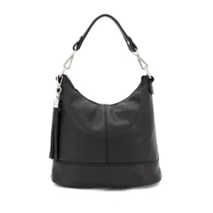 Italian Designer Leather Bucket Bag with Tassel- Swolit Tullio Black